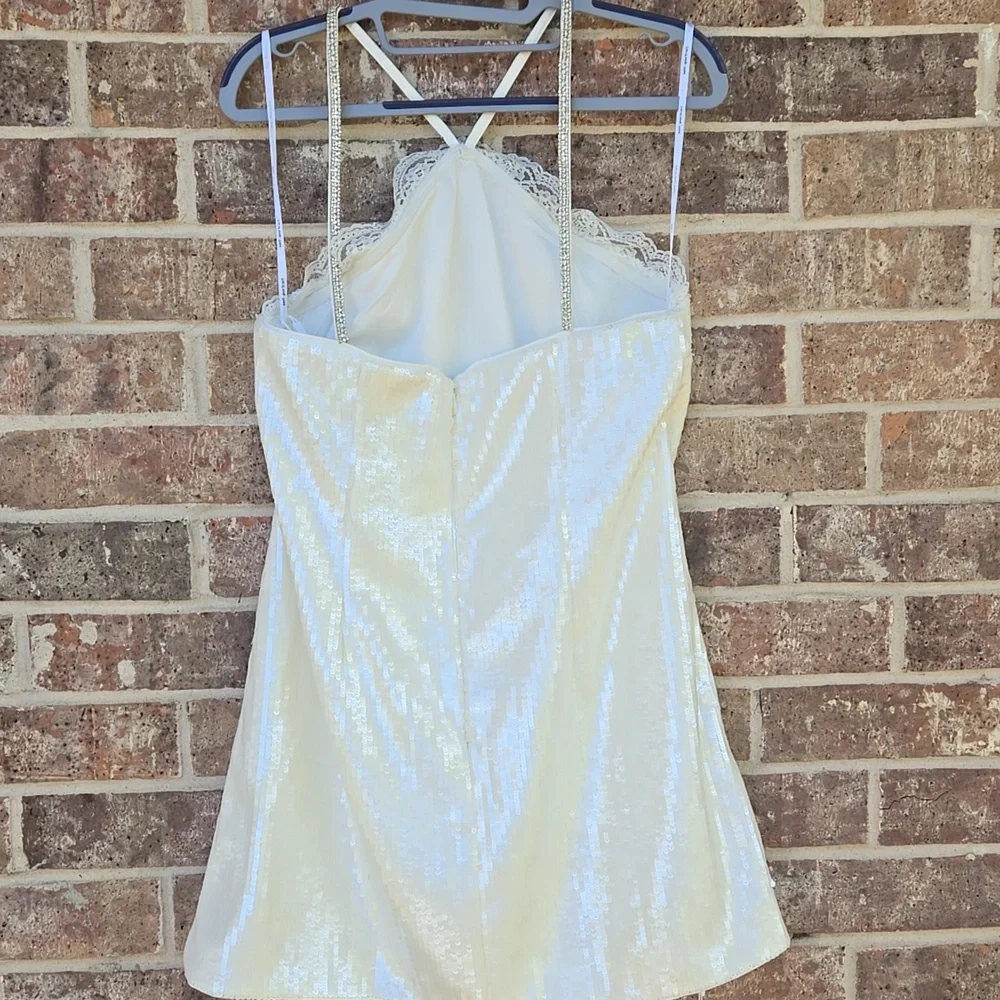 Self-Portrait Sequin Halter Mini Dress Size 8 Nwt - Picture 11 of 12